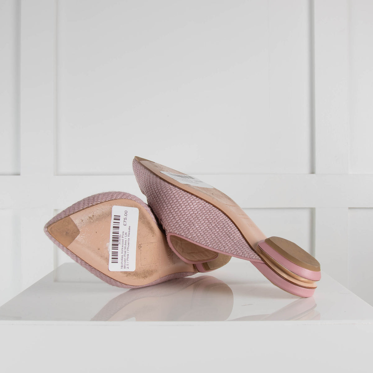 Nicholas Kirkwood Pink Woven Flat Mules