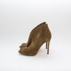Gianvito Rossi Khaki Suede Vamp Peep Toe Shoes