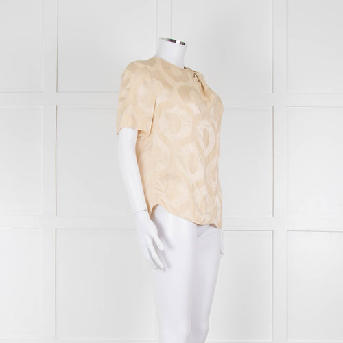 Isabel Marant Pale Yellow Side Knot Short Sleeve Top