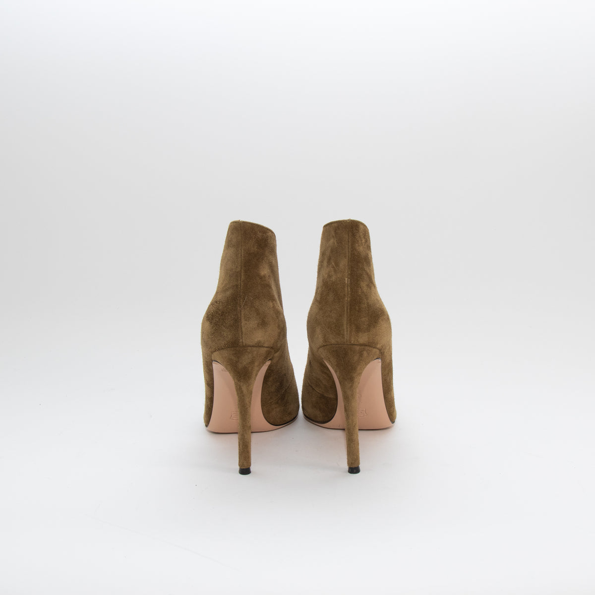 Gianvito Rossi Khaki Suede Vamp Peep Toe Shoes