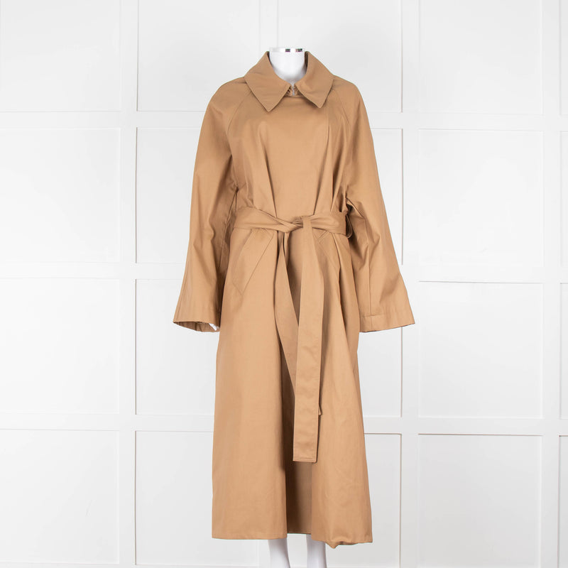 Khaite Tan Brown Coated Oversized Trench Coat