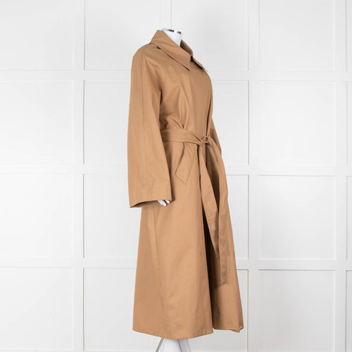 Khaite Tan Brown Coated Oversized Trench Coat