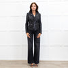 MUUBAA Black Leather Silver Zip Jacket