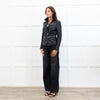 MUUBAA Black Leather Silver Zip Jacket