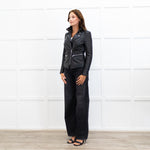 MUUBAA Black Leather Silver Zip Jacket