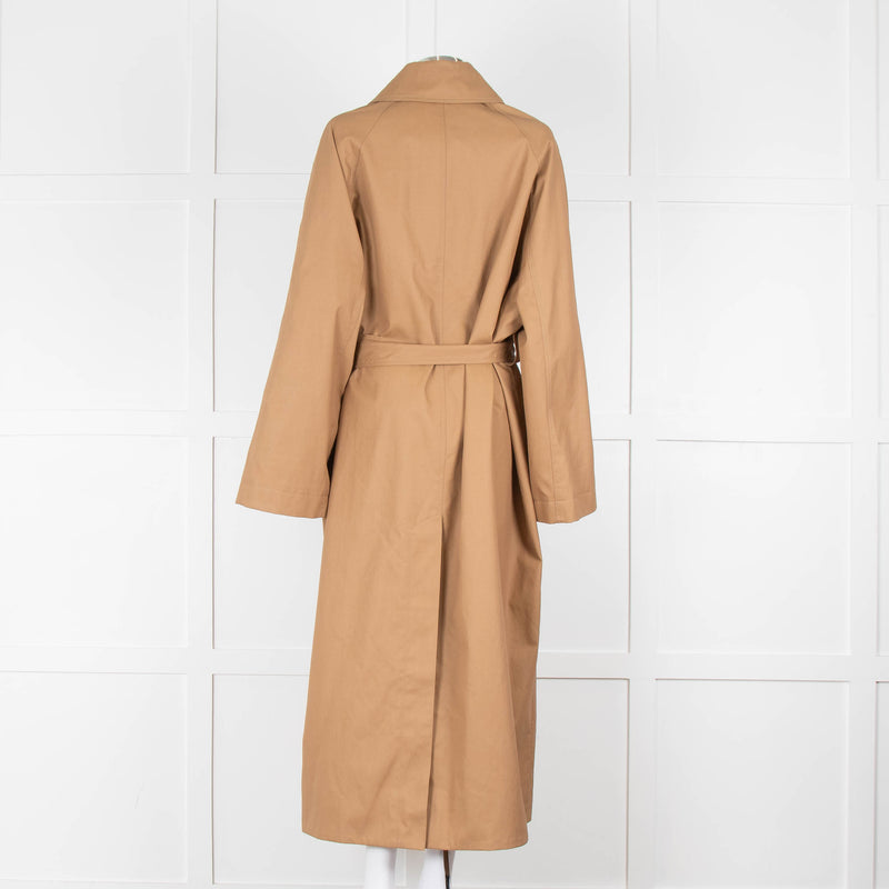 Khaite Tan Brown Coated Oversized Trench Coat