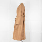 Khaite Tan Brown Coated Oversized Trench Coat