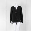 Belstaff Black Silver Eyelet Detail Silk Long Sleeve Top