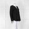 Belstaff Black Silver Eyelet Detail Silk Long Sleeve Top