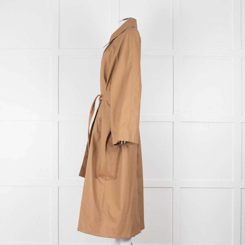 Khaite Tan Brown Coated Oversized Trench Coat