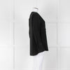 Belstaff Black Silver Eyelet Detail Silk Long Sleeve Top