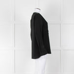 Belstaff Black Silver Eyelet Detail Silk Long Sleeve Top