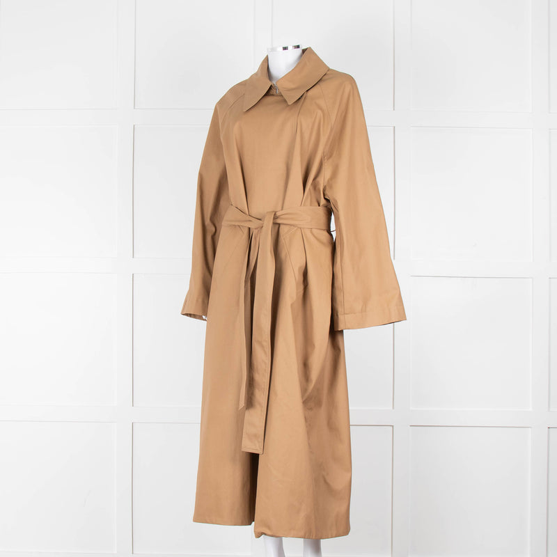 Khaite Tan Brown Coated Oversized Trench Coat