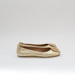 Tory Burch Gold Minnie Travel Ballet Flat Shoes