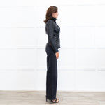 MUUBAA Black Leather Silver Zip Jacket