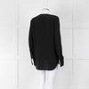 Belstaff Black Silver Eyelet Detail Silk Long Sleeve Top