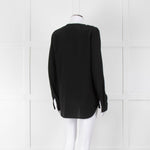 Belstaff Black Silver Eyelet Detail Silk Long Sleeve Top