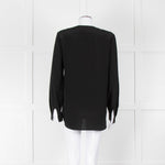 Belstaff Black Silver Eyelet Detail Silk Long Sleeve Top