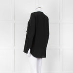 Belstaff Black Silver Eyelet Detail Silk Long Sleeve Top