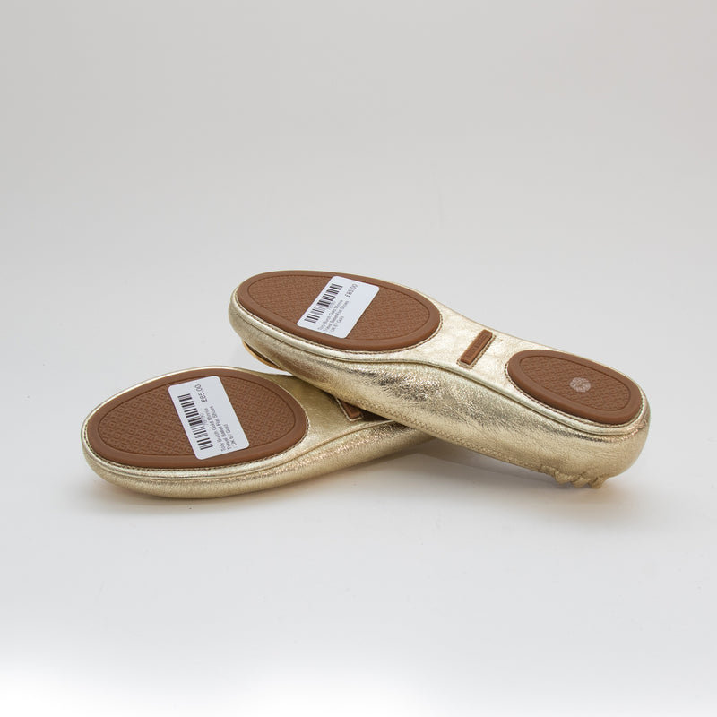 Tory Burch Gold Minnie Travel Ballet Flat Shoes
