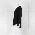 Belstaff Black Silver Eyelet Detail Silk Long Sleeve Top