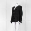 Belstaff Black Silver Eyelet Detail Silk Long Sleeve Top