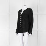 Belstaff Black Silver Eyelet Detail Silk Long Sleeve Top