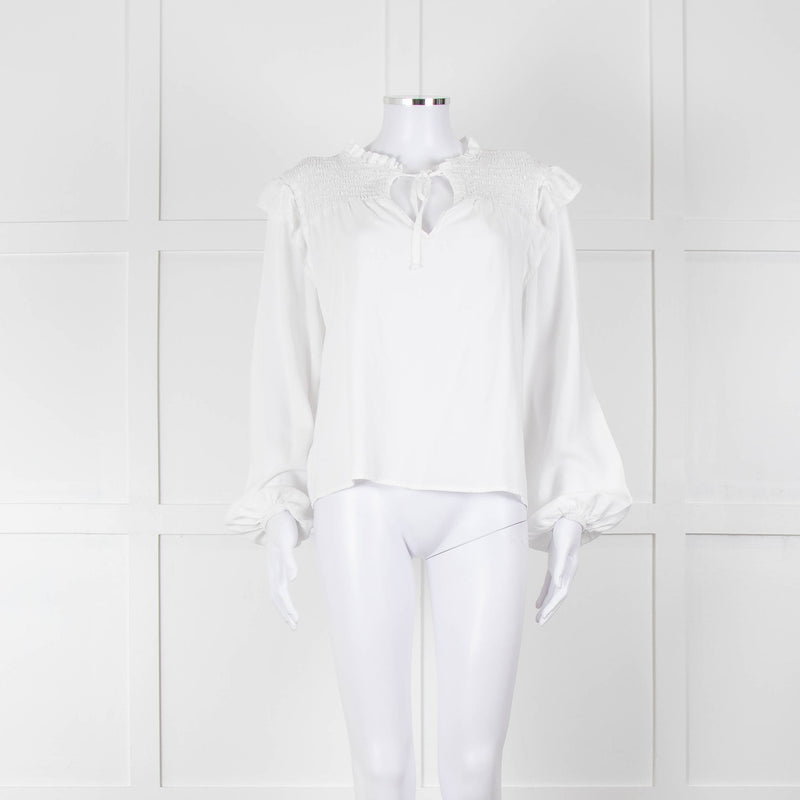 Bella Dahl White Smock Style Long Sleeve Top