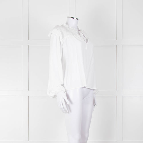 Bella Dahl White Smock Style Long Sleeve Top