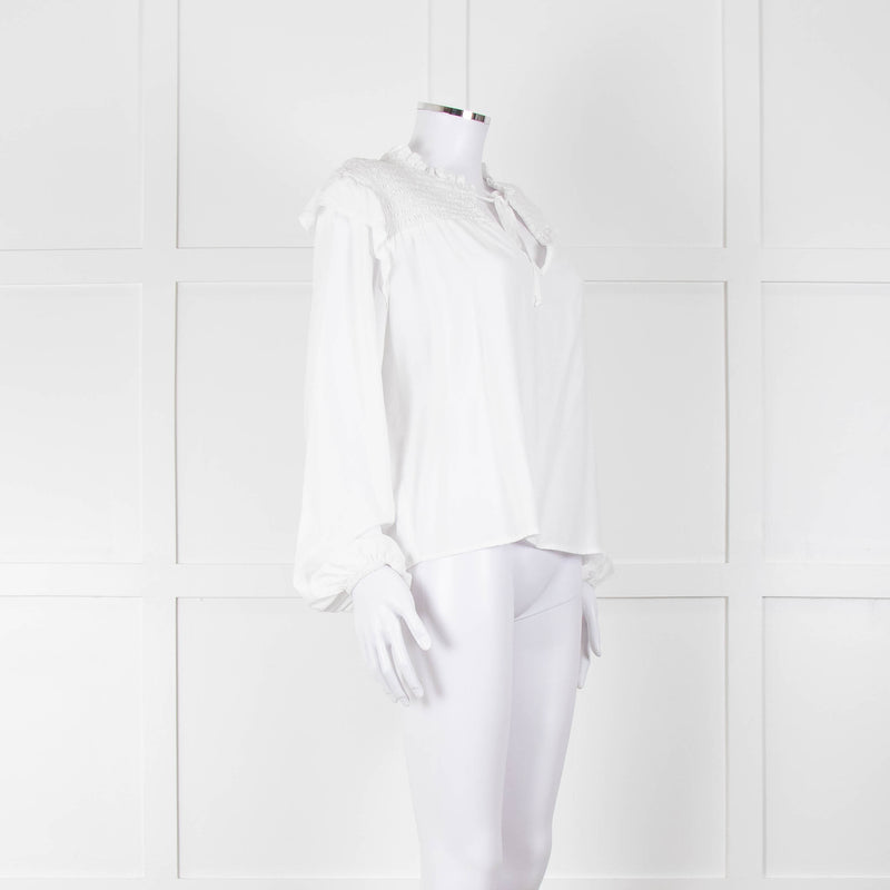 Bella Dahl White Smock Style Long Sleeve Top