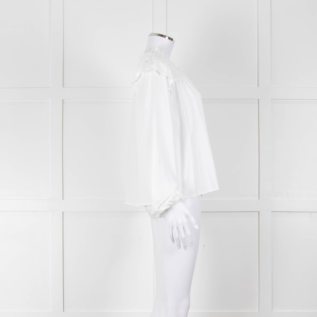 Bella Dahl White Smock Style Long Sleeve Top