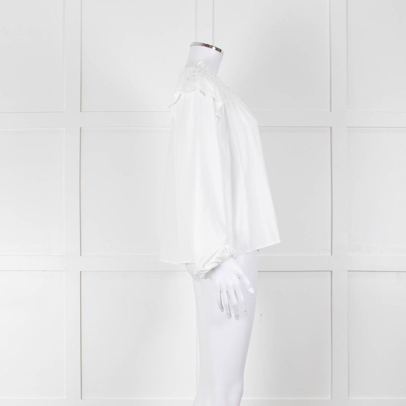 Bella Dahl White Smock Style Long Sleeve Top