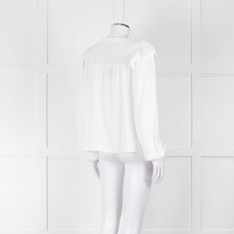 Bella Dahl White Smock Style Long Sleeve Top