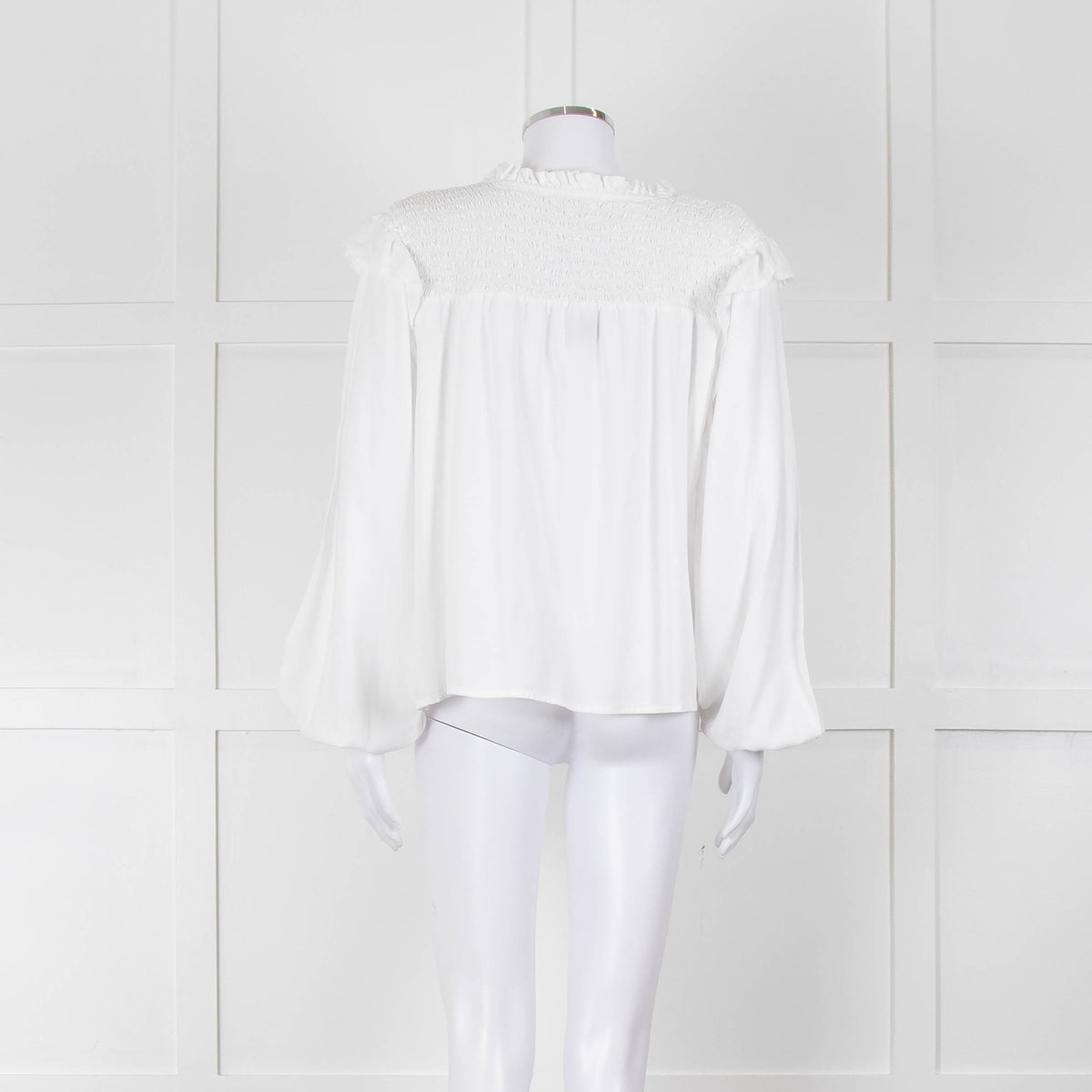 Bella Dahl White Smock Style Long Sleeve Top