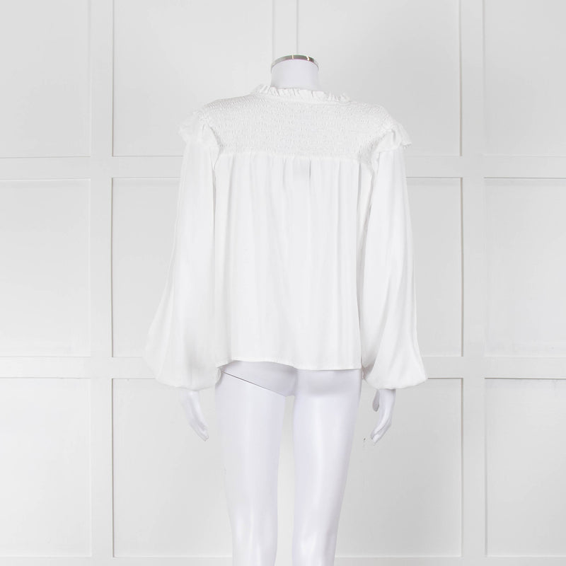 Bella Dahl White Smock Style Long Sleeve Top