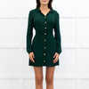 Reformation Green Gold Button Long  Sleeve Mini Dress