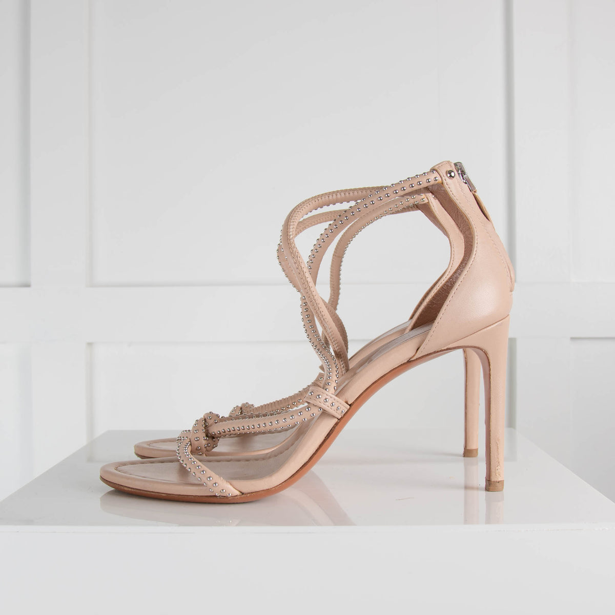 Alaia Nude Strappy Stud Sandal