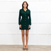 Reformation Green Gold Button Long  Sleeve Mini Dress