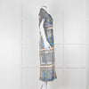 Maryan Mehlhorn Cream Blue Paisley Print Silk Blend Belted Jumpsuit