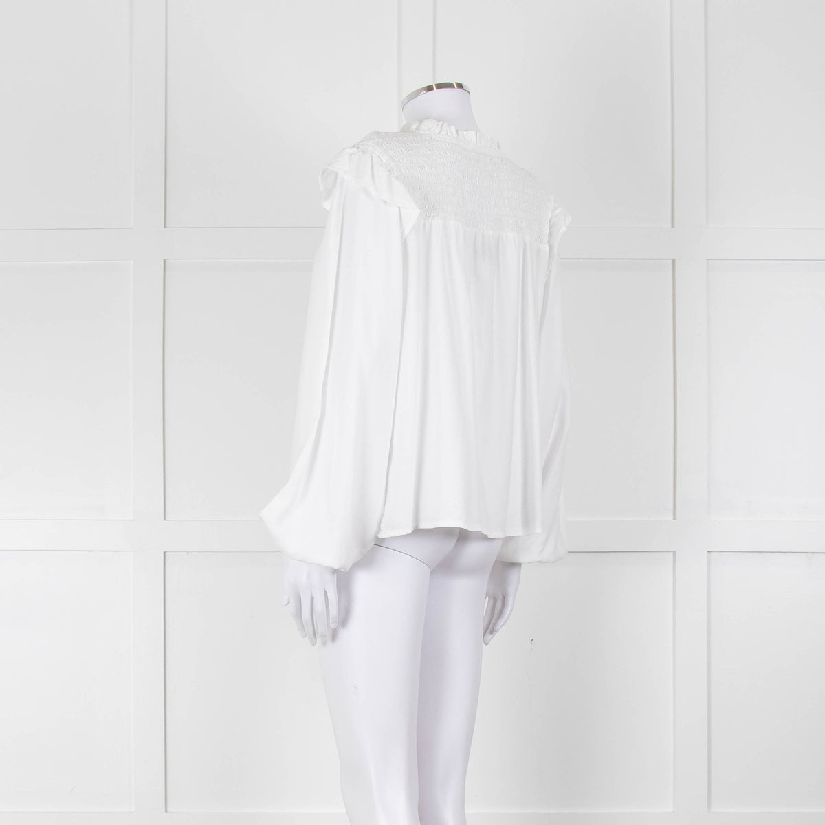 Bella Dahl White Smock Style Long Sleeve Top