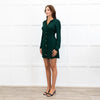 Reformation Green Gold Button Long  Sleeve Mini Dress