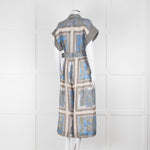Maryan Mehlhorn Cream Blue Paisley Print Silk Blend Belted Jumpsuit