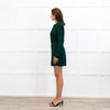 Reformation Green Gold Button Long  Sleeve Mini Dress