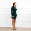 Reformation Green Gold Button Long  Sleeve Mini Dress