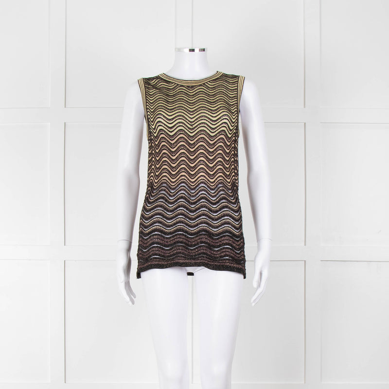M Missoni Black Gold Lurex Sleeveless Top