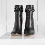 Valentino Black Leather Chain Ankle Boots