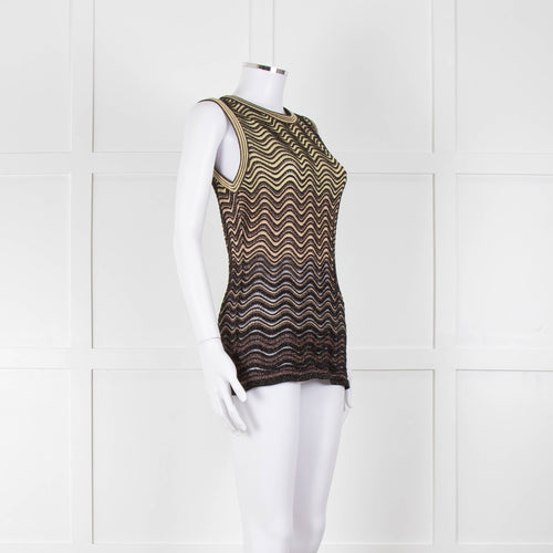 M Missoni Black Gold Lurex Sleeveless Top