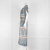 Maryan Mehlhorn Cream Blue Paisley Print Silk Blend Belted Jumpsuit