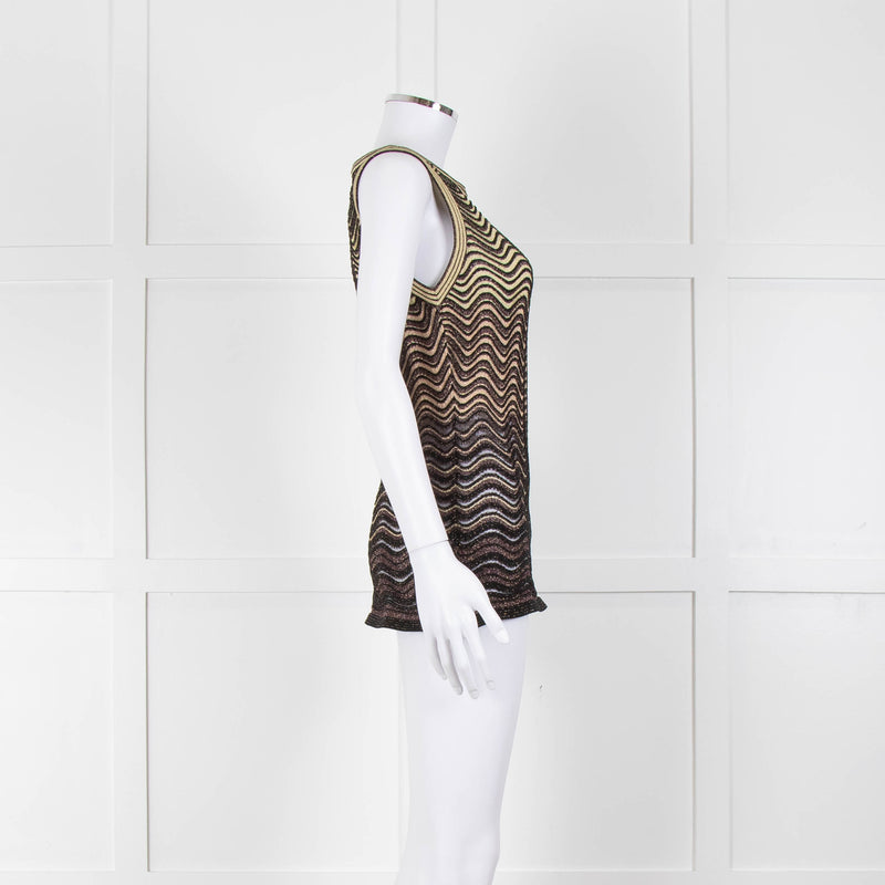 M Missoni Black Gold Lurex Sleeveless Top
