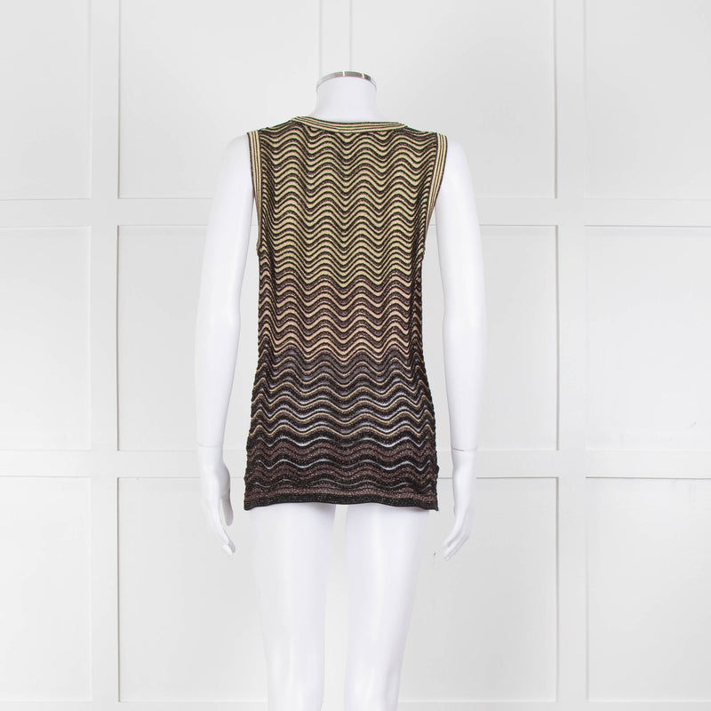 M Missoni Black Gold Lurex Sleeveless Top